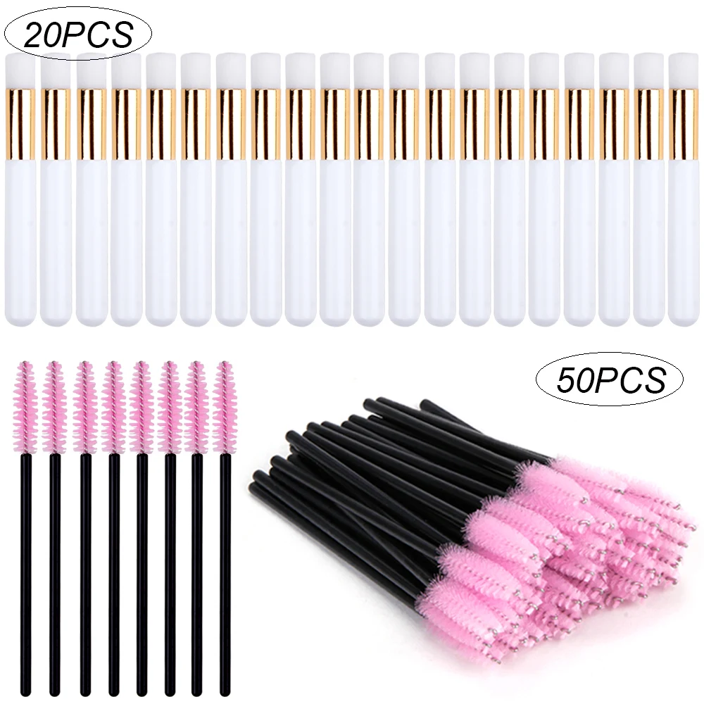 

20Pcs Eyelash Cleaning Eyebrow Brush Nose Pore Blackhead Deep Lash Shampoo Clean Brush With 50Pcs Eyelash Brushes Cosmetic Tool