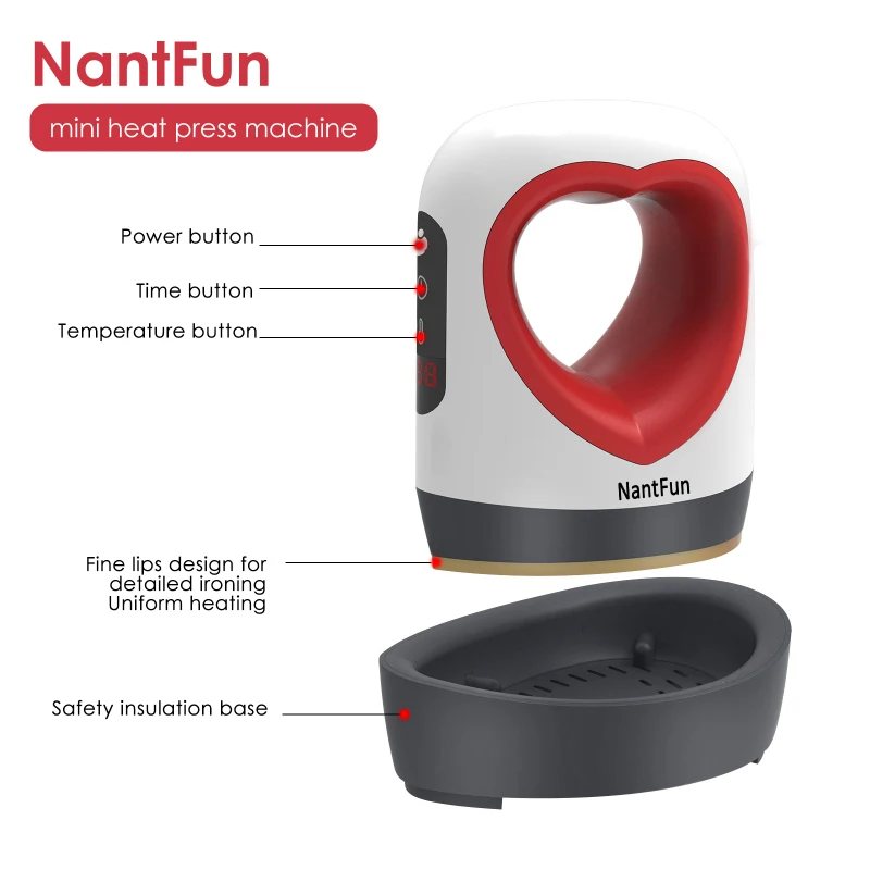 

Mini Heart Portable Heat Easy Press Machine Sublimation Digital Transfer Printing Machine For T-shirts Transfer And Ironing