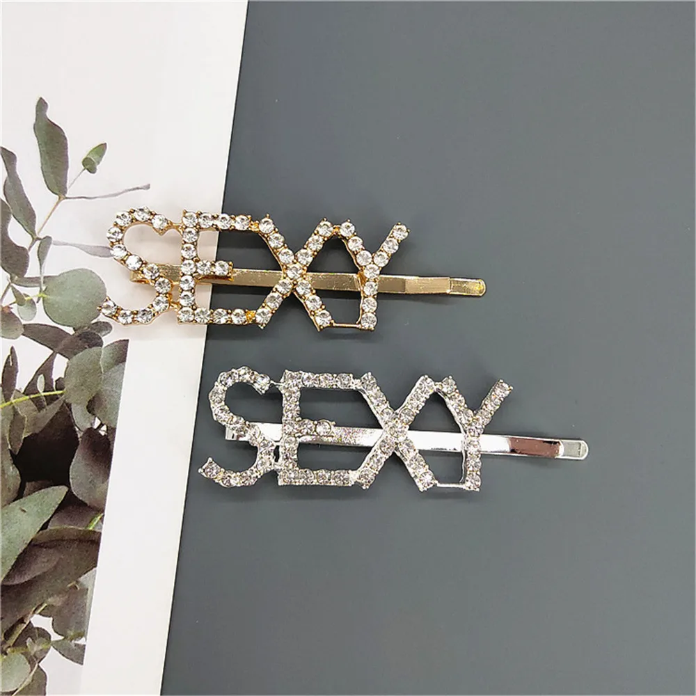 2 шт. блестящие милые сексуальные заколки для волос с надписью алмазная заколка