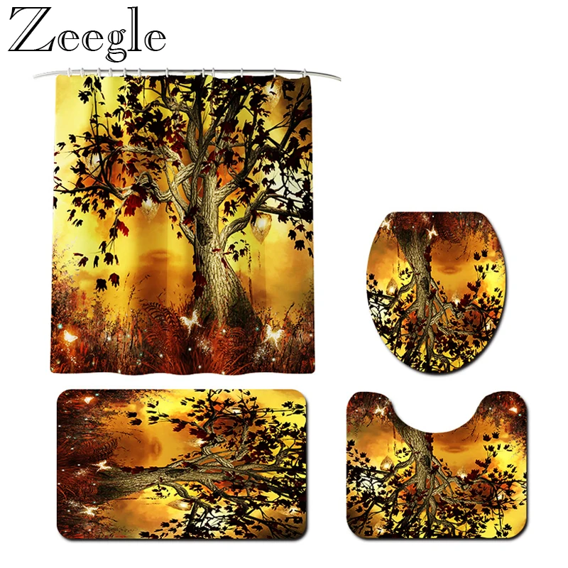 

Zeegle Водонепроницаемая занавеска для ванной занавеска для душа стирающийся коврик для ванной набор коврик для душа Впитывающий Коврик для ванной