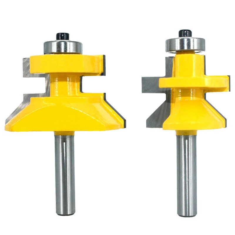

GTBL 2Pcs 8mm Shank Matched Tongue & V Groove Floor Wood Router Bit with Ball Bearings Tungsten Carbide Cutters for Wood