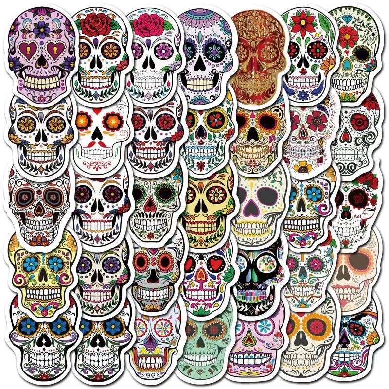

10/30/50 Pcs Color Fear Skull Graffiti Stickers Waterproof Bicycle Skateboard Helmet Stickers Labels Classic Toy Diy Stationery