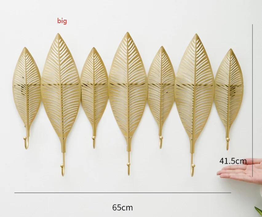 Gancho de hoja de metal n&oacute;rdico para sala de estar, gancho colgante para porche, ropa, decoraci&oacute;n de pared para habitaci&oacute;n, accesorio para llaves-4