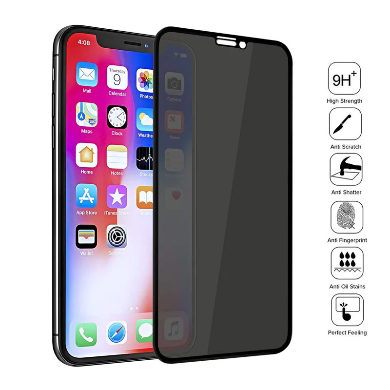 Фото Закаленное стекло для iPhone 12 11 Pro XS Max X XR черный защитный экран с защитой от шпионов