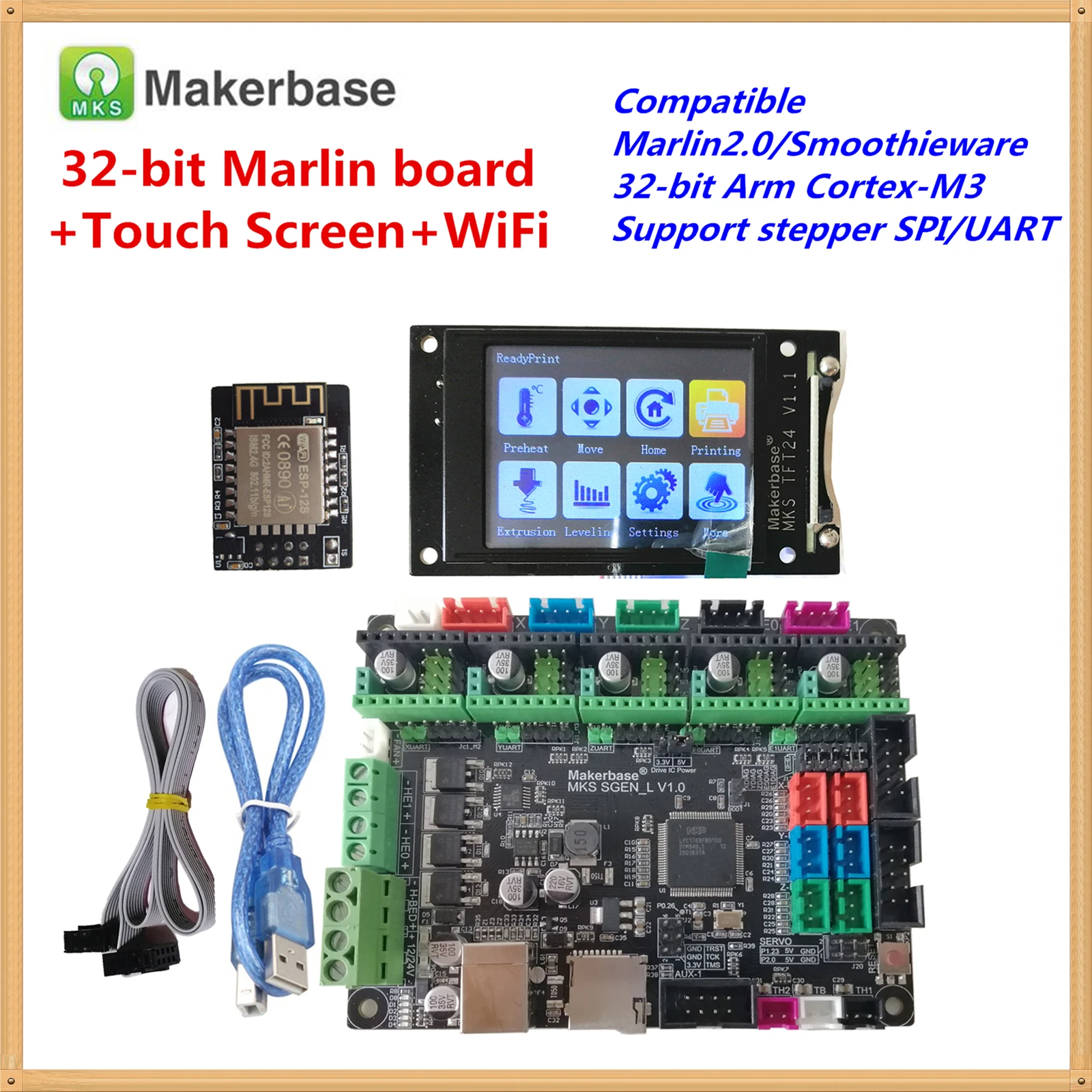 Совместимый Marlin2.0 Smoothieware MKS SGEN_L+ MKS TFT24 сенсорный экран+ wifi модуль аналогичный SKR V1.3 3D принтер лучший комплект обновления