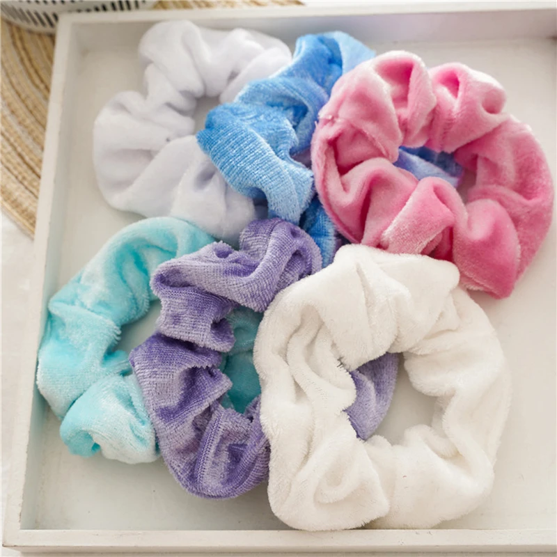 

12Pcs/set Elastic Velvet Hair Scrunchies Rubber Bands Rope Ring Solid Soft Ponytail Hair Rope Ties Hair Accessories Scrunchy