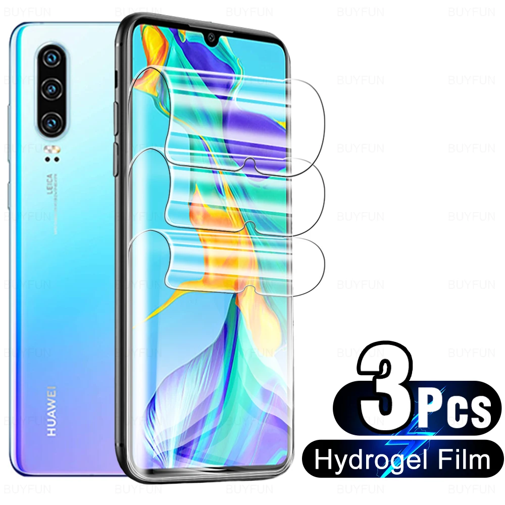 

3 Pcs Full Screen Protector On For Huawei P30 Pro P20 Lite P 30 20 20lite 30pro Back Hydrogel Film Not Protective Tempered Glass