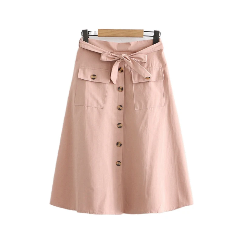 Женская юбка трапециевидной формы весна 2020 Новые однотонные юбки с высокой