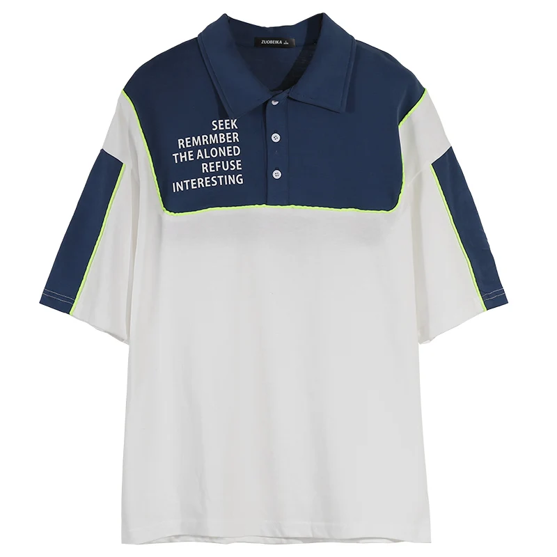 

Korean Style Polo Shirt Contrast Collar Crop Fashion School Casual Shirt Loose Sleeve Polos Para Mujer Women T-shirts EH50PO