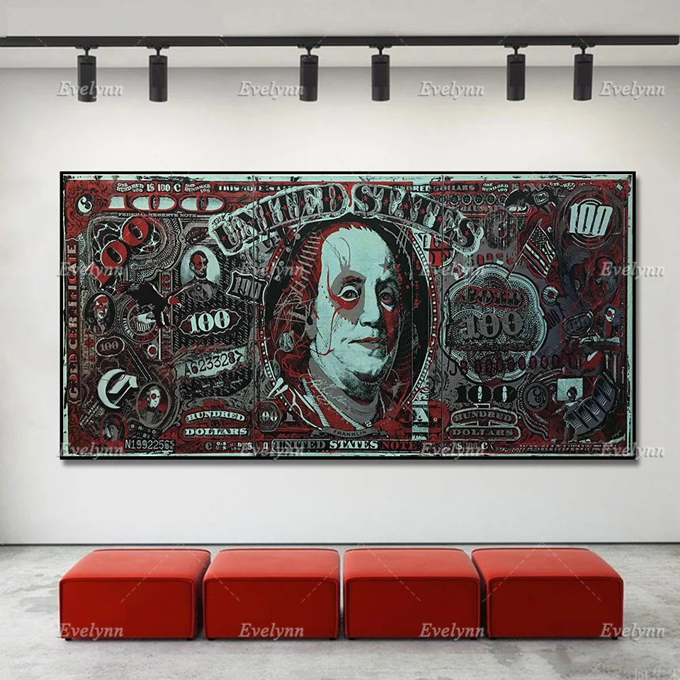 Уличное искусство граффити фигурка Джокера доллар настенное деньги модульные