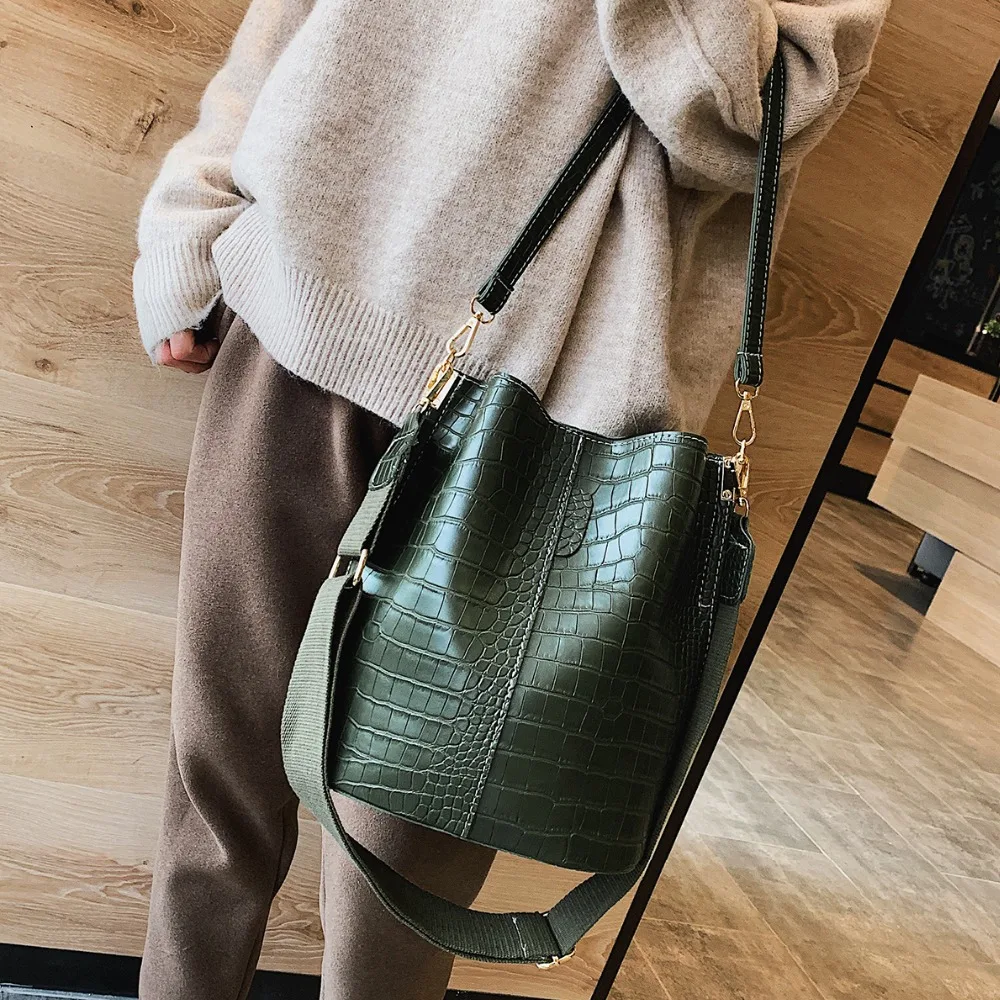

Lnv Vintage Leather Stone Pattern Crossbody Bags For Women 2021 New Shoulder Bag Fashion Handbags And Purses Bucket Bags