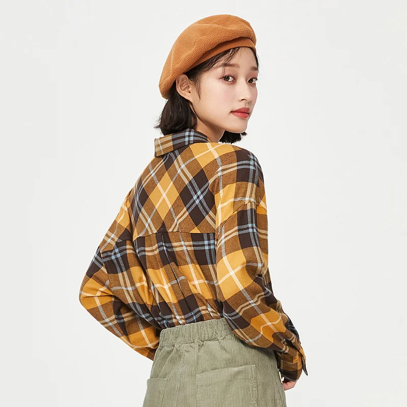 

SEMIR Women long-sleeved shirt women 2021 autumn plaid top casual loose autumn and winter shirt trend