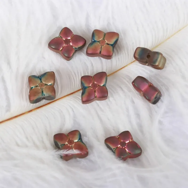 

DoreenBeads 10mm Lampwork Glass Beads Flower ButterflyAB Rainbow Color Spacer Loose Beads DIY Making Bracelets Jewelry,20 PCs