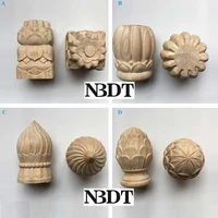 round square wood carved post bed handrail decorative end head finial pine cone bun design