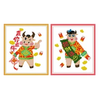 newest baby lucky fortune cross stitch kit diy cartoon pattern embroidery set 14ct 11ct needlework sewing kit home decoration
