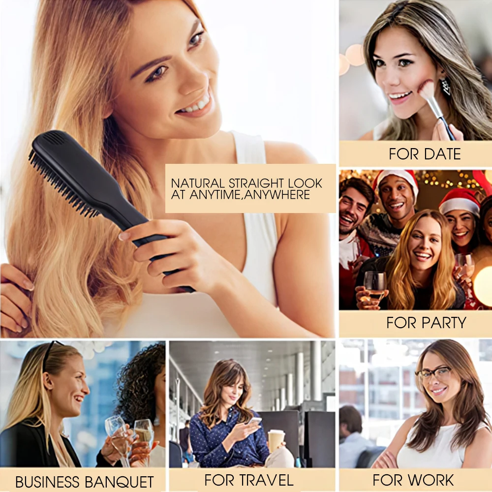 

Electric Hair Straightener Curler Brush LED Display Straighten Beard Brush Fast Heating Curler Straightener Comb Styler