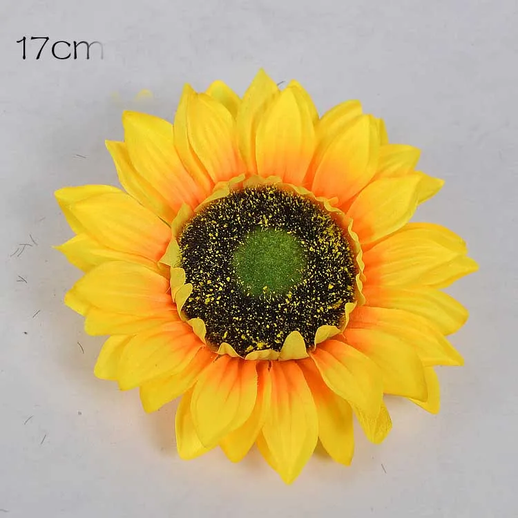 17cm yellow 1pcs 1 шт./лот Искусственные цветы ручной работы, шелковая Маргаритка Подсолнух для рукоделия, венок, скрапбукинг, свадебное украшение для дома, искусственный цветок - Цвет: 17cm yellow 1pcs