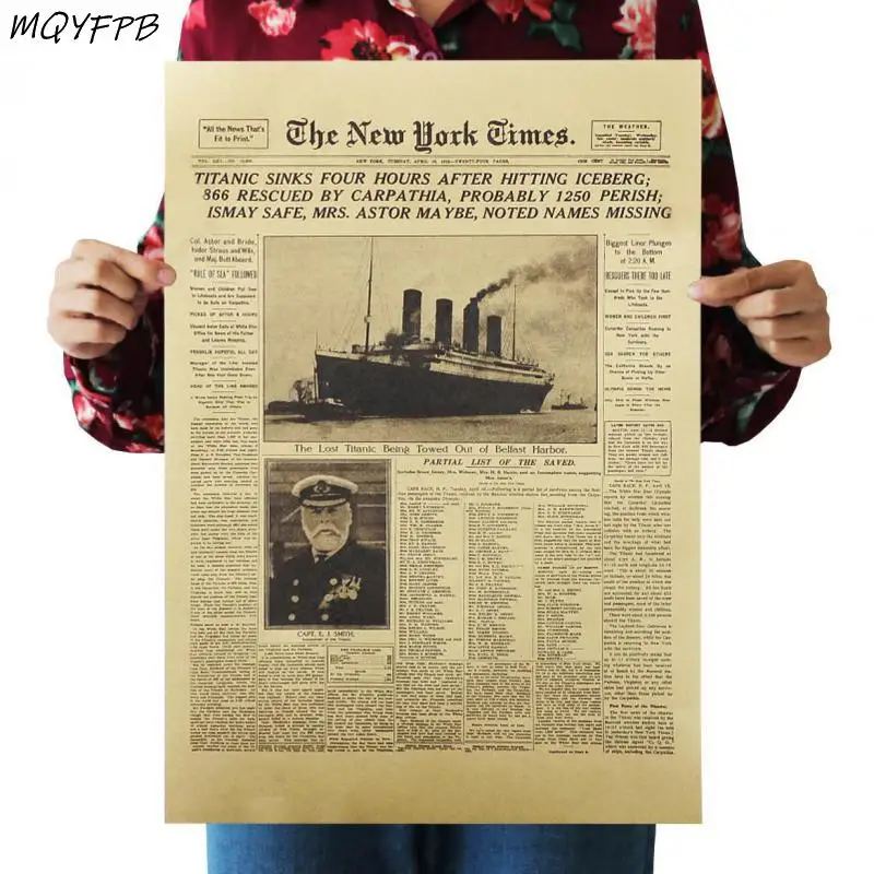 

New York Times Nostalgic Kraft Paper Poster Interior Decoration Picture Wall Sticker 50.5x35cm