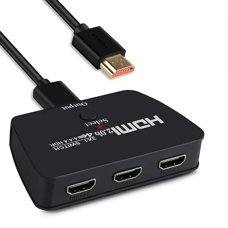 

HDMI-совместимый коммутатор 4K X 2K/60 Гц 3 в 1 с кабелем питания, поддерживает аудио 1080P и 3D HD для ноутбука, ноутбука, ПК, адаптер