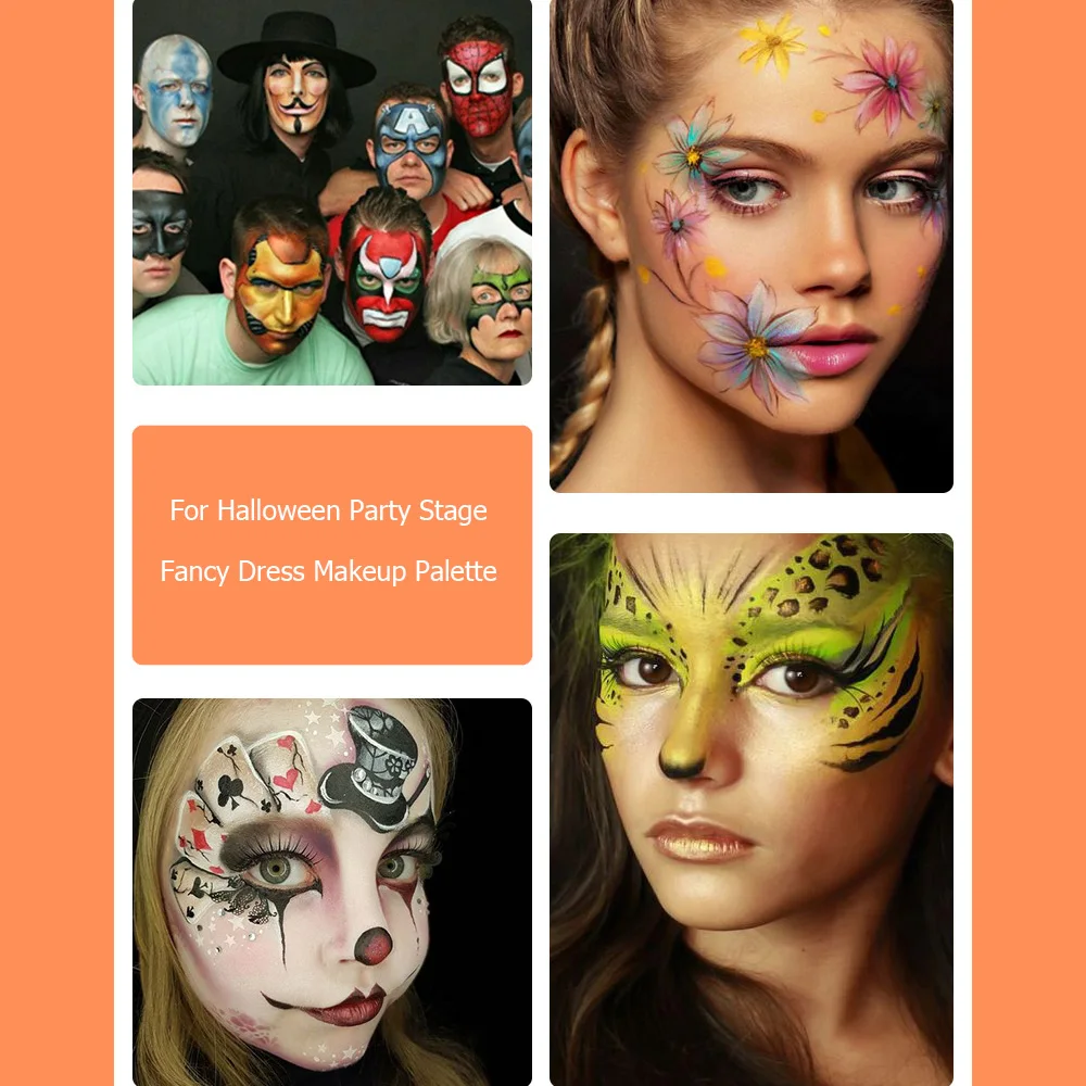 

12/20 Colors Face Body Painting Oil Safe Kids Flash Tattoo Painting Art For Halloween Party Cosmetic Fancy Dress Makeup Palette