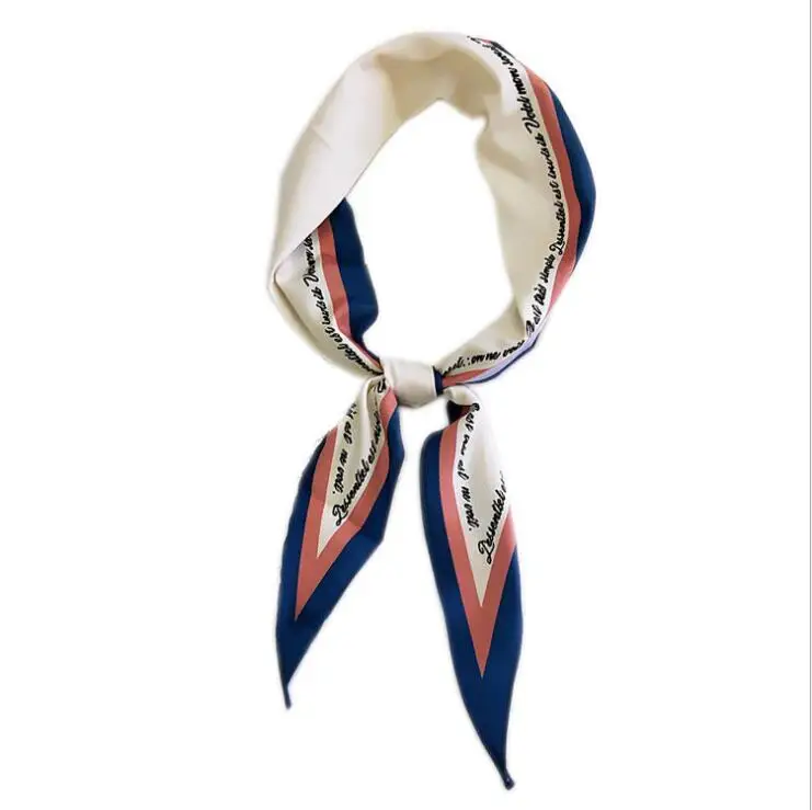 

Новый шелковый хлопковый шарф с надписью на английском языке и алмазным дизайном, женский Профессиональный шарф, ручная повязка, галстук, п...
