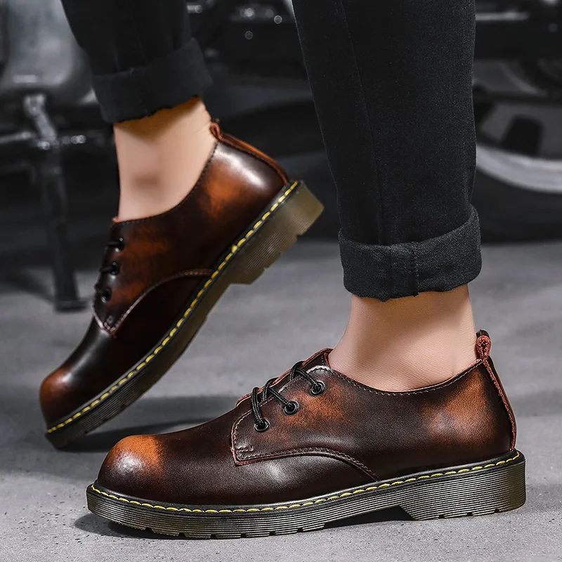 Брендовые мужские кожаные туфли Martin ручной работы дышащие туфли-оксфорды