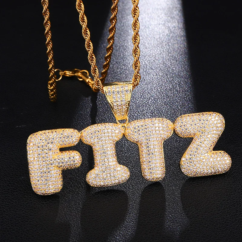 Хип-хоп обычай имя льдом из пузыря цепочка с буквами ожерелья подвесками для