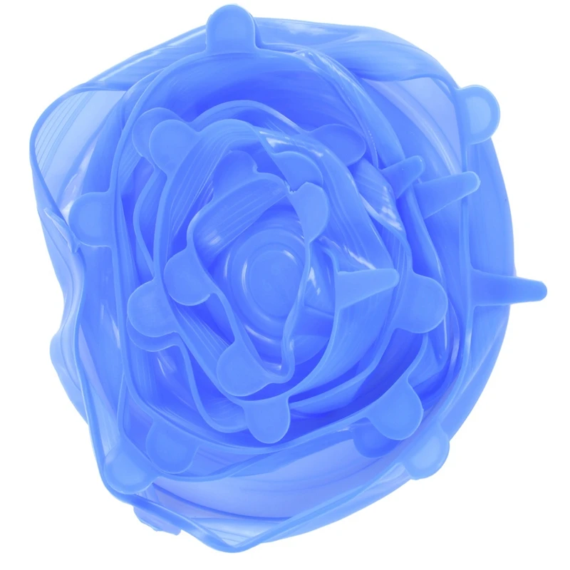 Silicone Stretch Lids 6 Pack Different Size Stretchable Food Covers for Cups Pots Can bowls Dishes Mugs Jars | Дом и сад