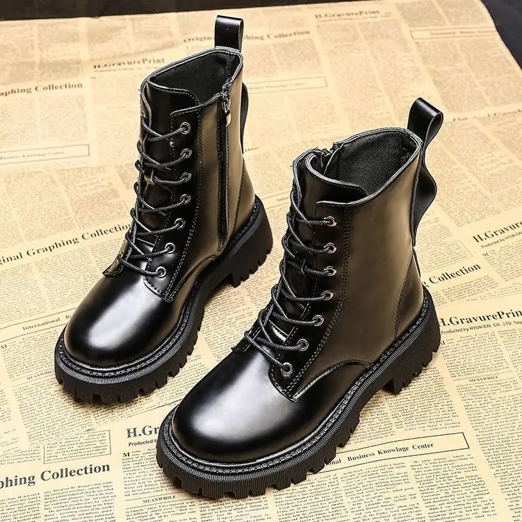 

Motorcycle Ankle Boots Women's Pu Fashion autumn Winter ankle Boots Increase Double Zipper Style Girl Boots Women Shoes boots