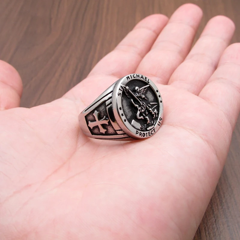 Бесплатная доставка винтажные защитные кольца из нержавеющей стали 316L от St Michael