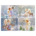 Алмазная 5d картина сделай сам, мультяшная вышивка, квадратная, круглая, дрол, снег, ангел, олень, мозаика, вышивка крестиком, ручная работа, хобби, подарок