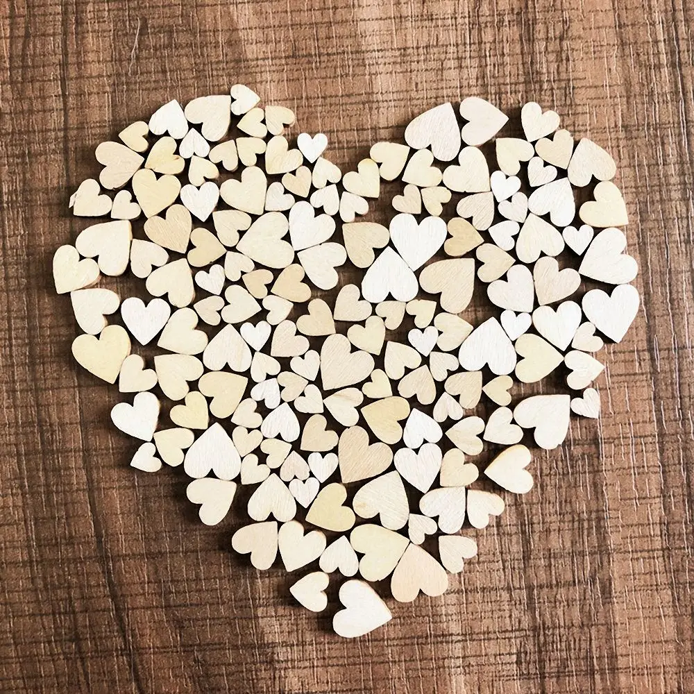 200 шт. деревянные конфетти в форме сердца для рукоделия свадебной вечеринки
