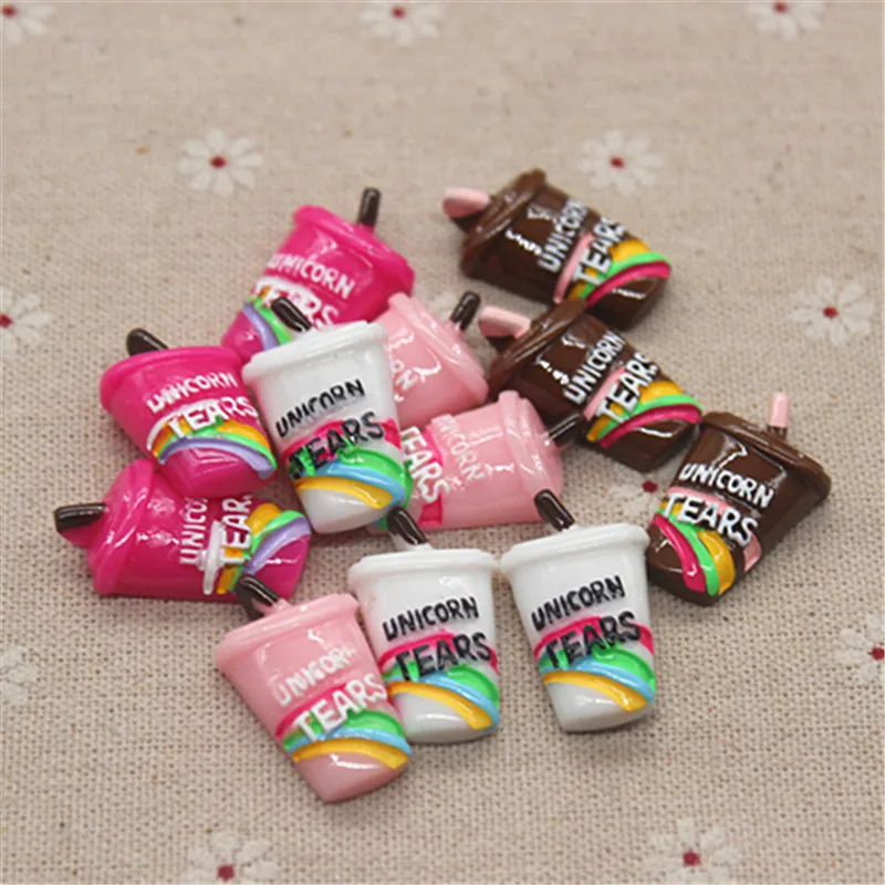 

Чашка из смолы, слезы единорога, Сиппи, миниатюрная еда, кабошон с плоской спинкой, украшение для рукоделия, 17 х29 мм, 10 шт.