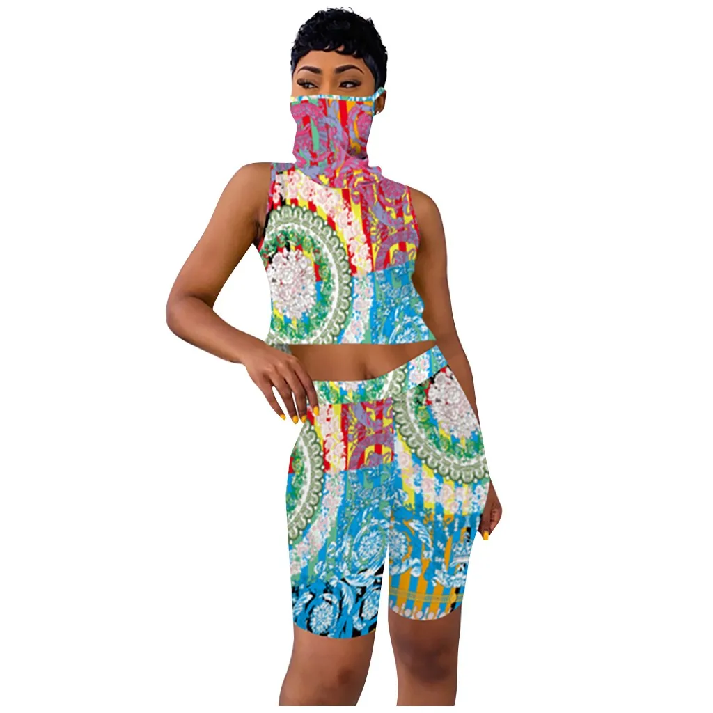 Модный женский летний спортивный костюм из двух предметов с разрезом женская