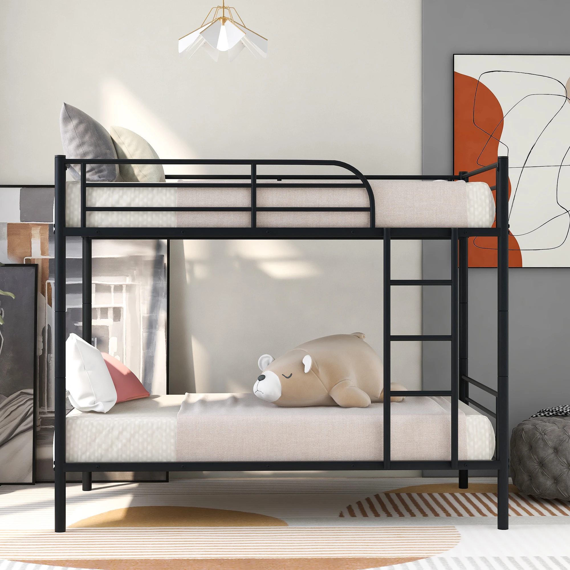 

Горячая Распродажа Simplicity Twin Over Twin многофункциональная цельнометаллическая двухъярусная кровать, прочная удобная мебель для спальни