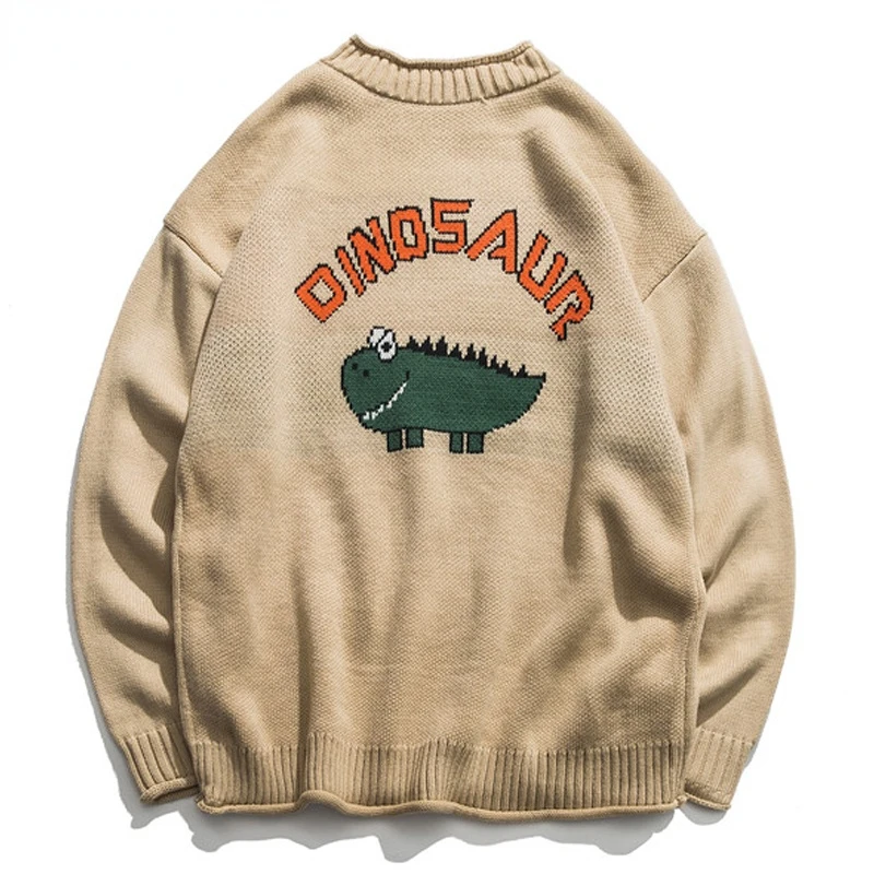 

Dinosaur Lovely Sweater Men Winter Pullover Men's Sweaters Oversized Boy Student Sweater Black Khaki Free Winter Sweater Men