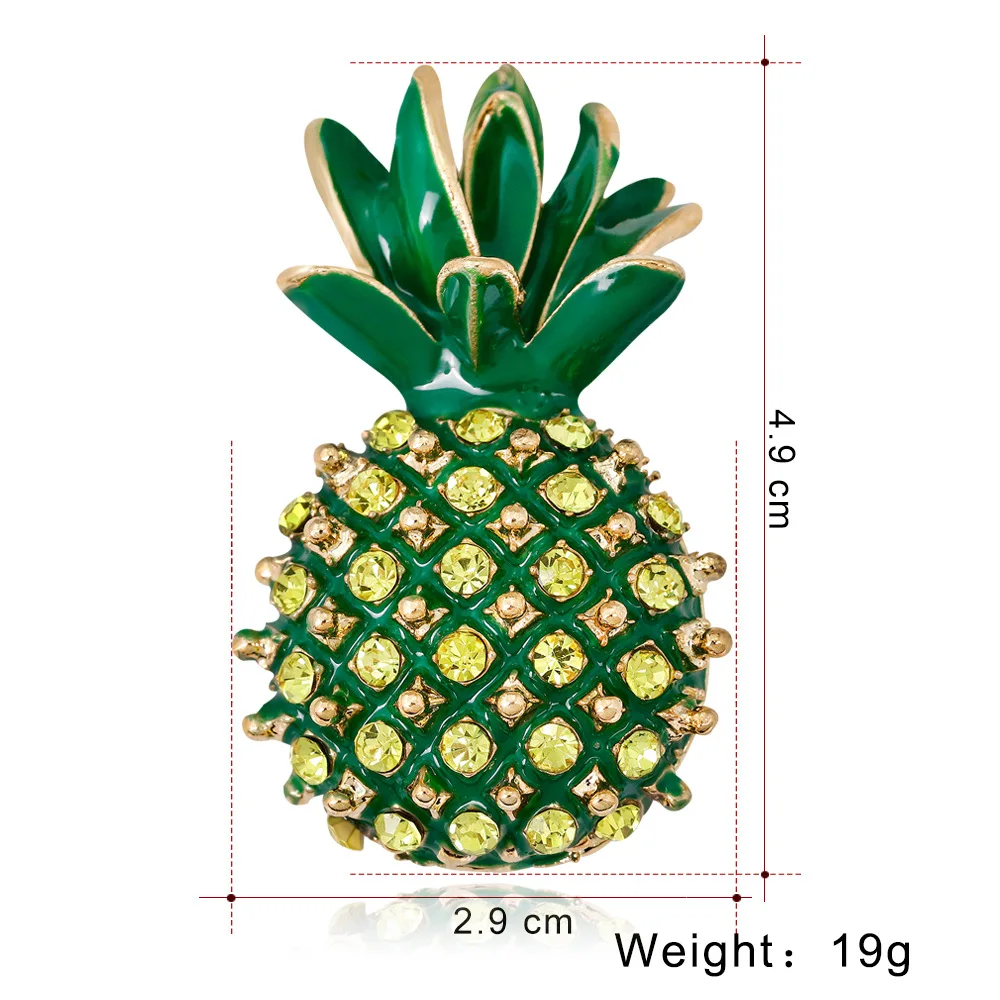 

New Rhinstone Pineapple Brooches For Women Enamel Fruits for Women Summer Girls Long Rhinestone Earring Party Wedding Jewelry