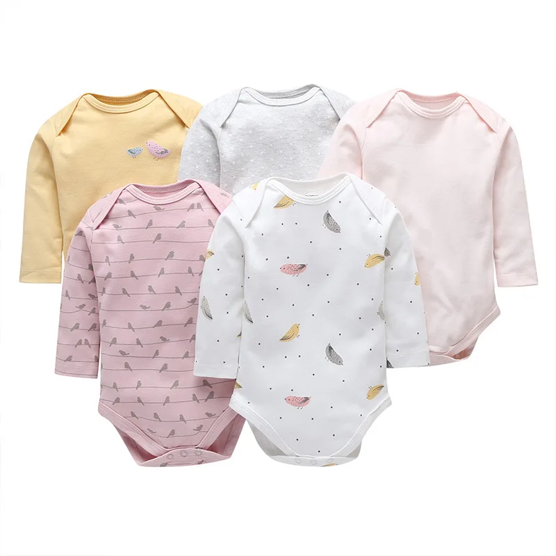 5 Pcs/lot Newborn Baby Girls Boys Romper Infant Bodysuit Cartoon Print Jumpsuit