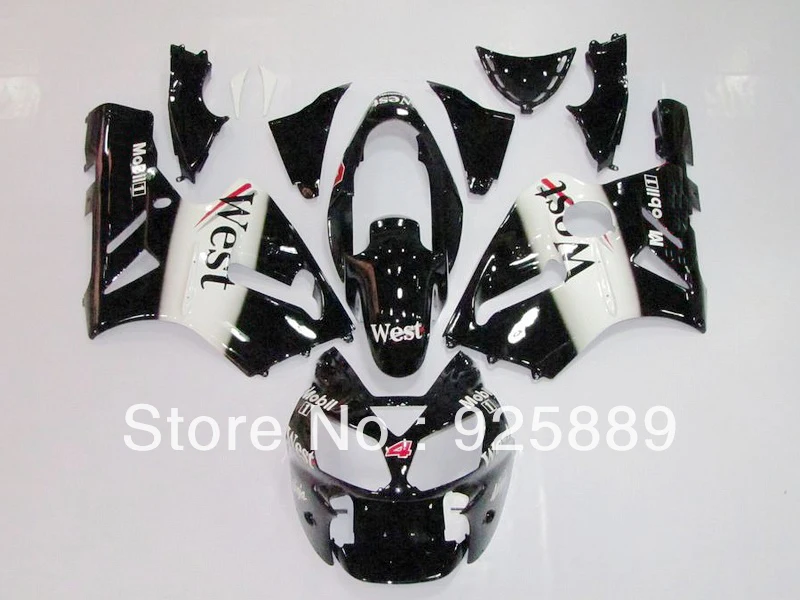 

ABS Plastic Black West White For KAWASAKI ZX12R 02 03 04 ZX 12R 02-04 ZX-12R 2002 2003 2004 2002-2004 Fairing Kit