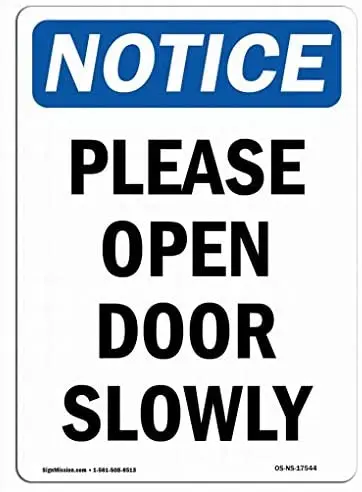 

Fsdva Wall Signs Notice Warning Sign Decor 12x16 Tin Metal Signs OSHA Notice Sign - Please Open Door Slowly Safety Sign