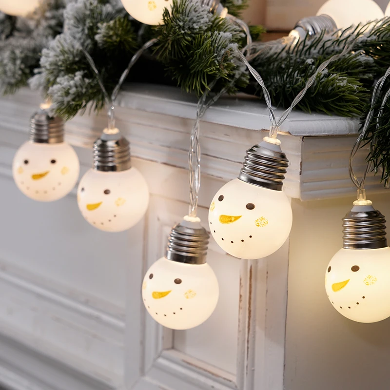 Гирлянда с USB-разъемом и лампочками в виде снеговика 6 м | Лампы освещение