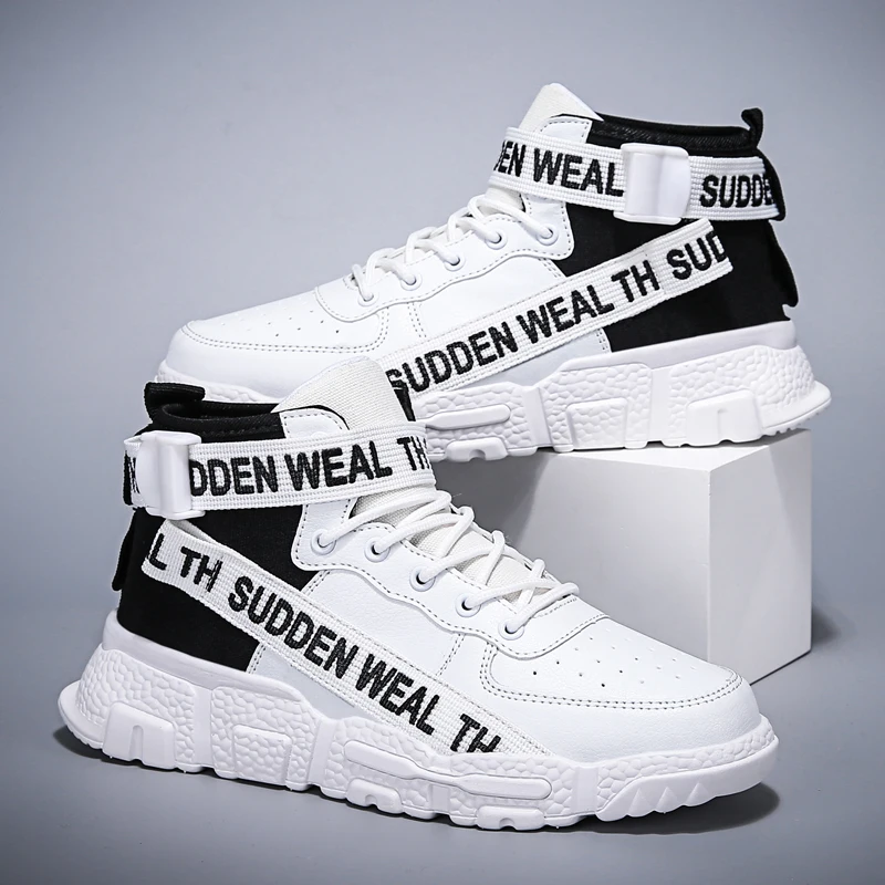 Men's Spring Autumn Fashion Leisure Casual Shoes Leather Lightweight Hiking Walking Running Sport Sock High-top Sneakers |