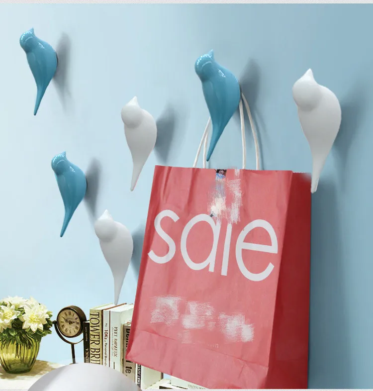 

New Creative Bird Shape Wall Hooks Home Decoration Resin Wood Grain Storage Rack Bedroom Door After Coat Hat Hanger