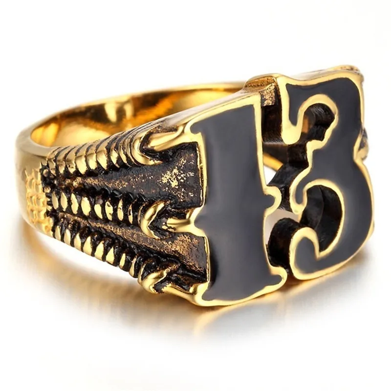 

FDLK Men's Fashion Lucky Number 13 Gothic Biker Dragon Claws Skull Zinc Alloy Ring Vintage Punk Rings Wholesale
