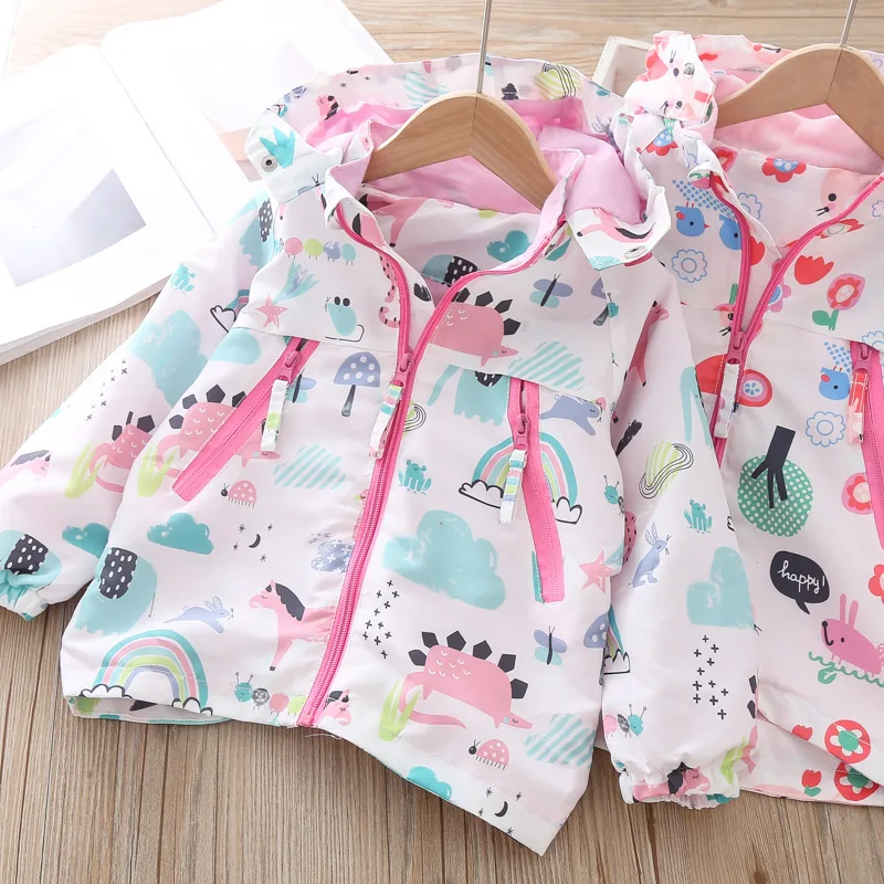 Куртка с длинными рукавами и капюшоном для маленьких девочек зимняя верхняя