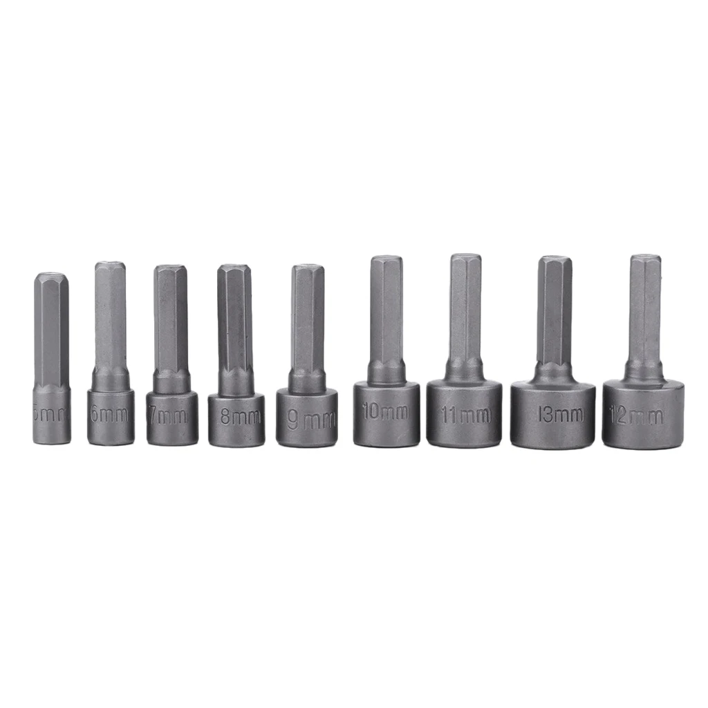 

Pack of 9 Piece Metric Hex Socket Bit Set 1/4 Drive Nut Driver