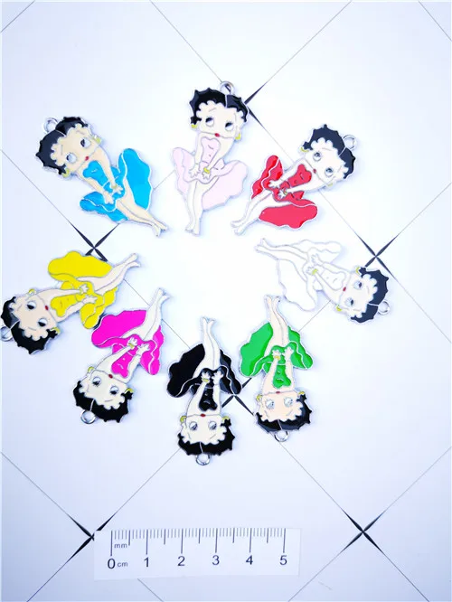 10 шт. мультфильм Бетти боп танцевальное платье цветное ожерелье брелок эмалевые