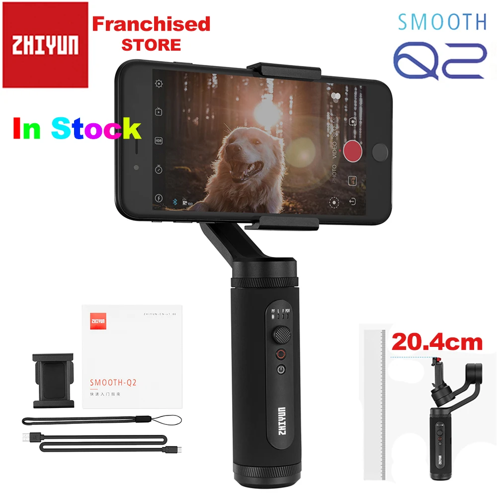 Zhiyun Smooth Q2 Портативный карман Размеры 3-Axis смартфон портативный монопод с шарнирным замком для iPhone 11 Pro Max XS X samsung S10 S9 и мобильного телефона