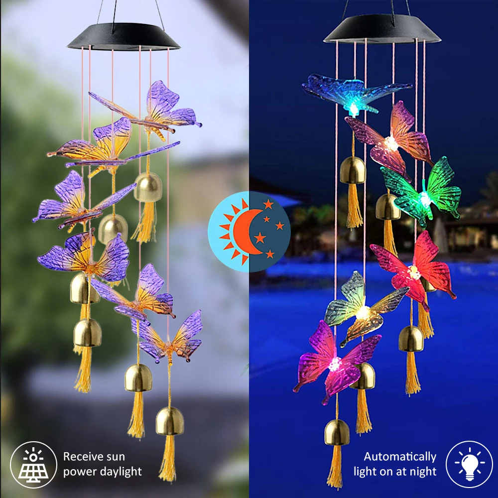 Светильник весная ветряная колокольчики на солнечной батарее для дома сада