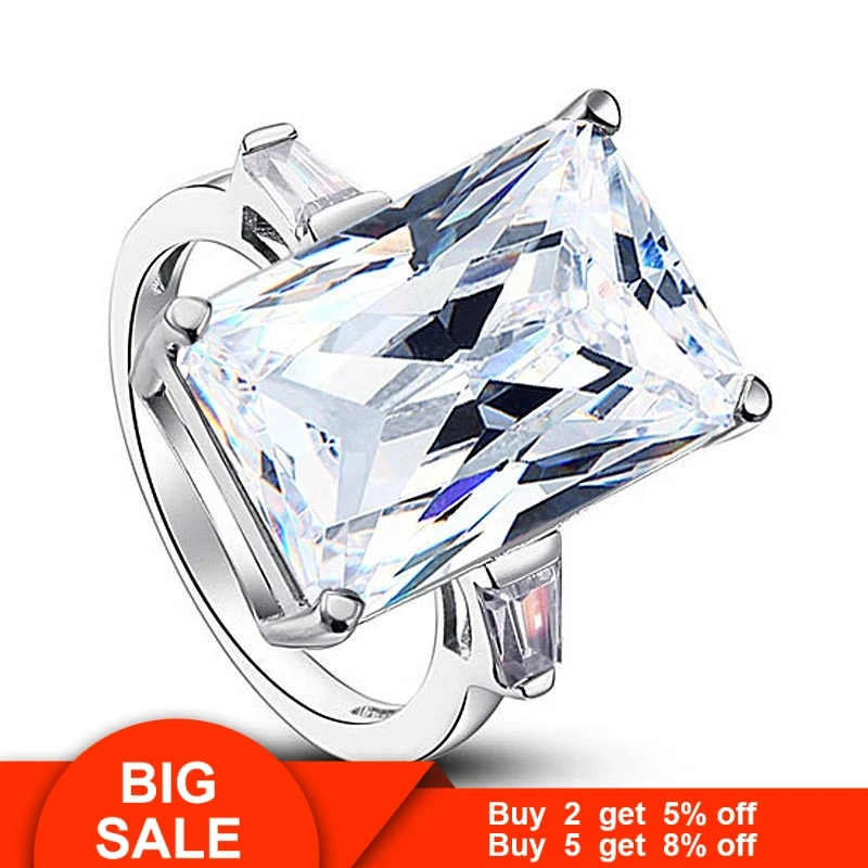 Женское кольцо обещания из серебра 100% пробы с фианитом